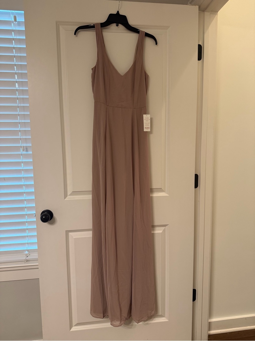Show Me Your MuMu Taupe Sleeveless V-Neck Maxi Dress
